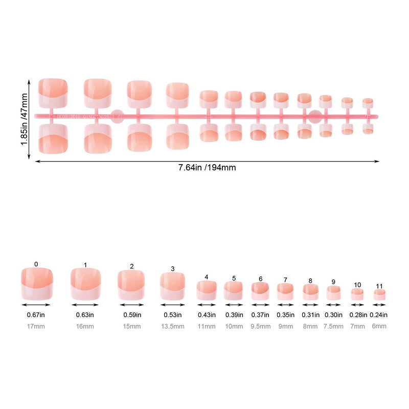 MWOOT 240Pcs Natural French Fake Nails Tips Set, Nail Art Decoration Full Cover Pink White False Nail Tips for DIY Salon Manicure Sticker Tools - S - Image 2